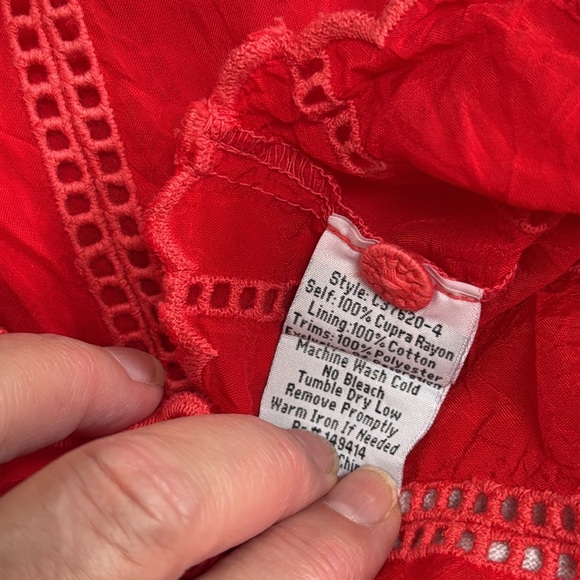 Johnny Was Red Sleeveless Midi Sundress-Large - Picture 9 of 9